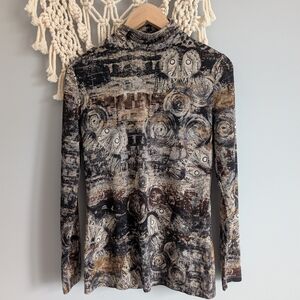 Elegant Swirl Pattern Long Sleeve Blouse